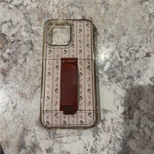 Floral Pattern Phone Case with Brown Strap
